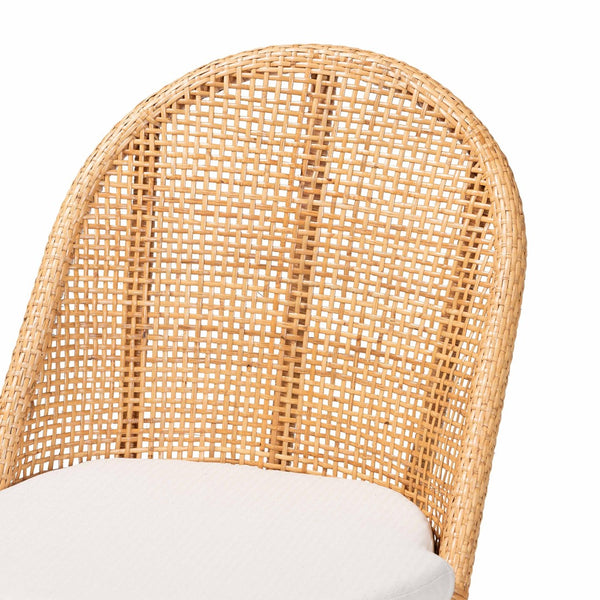 Baxton Studio bali Bali Daniela Bohemian Rattan Dining Chair - Handcrafted Wingback Design with Removable Cushion Comfort Daniela-Light Honey Rattan Cushioned-DC