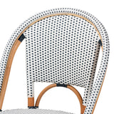 bali & pari Genica Classic French Two-Tone Navy and White Weaving and Natural Rattan Bistro Chair