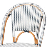 bali & pari Genica Classic French Two-Tone Navy and White Weaving and Natural Rattan Bar Stool