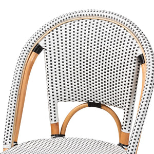 Baxton Studio bali Genica Classic French Two-Tone Rattan Bar Stool for Indoor and Outdoor Chic Comfort Seating Black DC613-Rattan-Black/White-BS No Arm