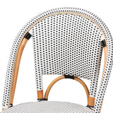 bali & pari Genica Classic French Two-Tone Black and White Weaving and Natural Rattan Bar Stool