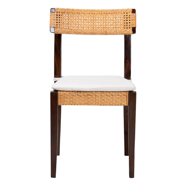 Baxton Studio bali Zaila Bohemian Dining Chair - Light Honey Rattan & Dark Brown Wood, Ergonomic Comfort Design MD-39691 Zia-Dark Brown/Rattan Honey-DC