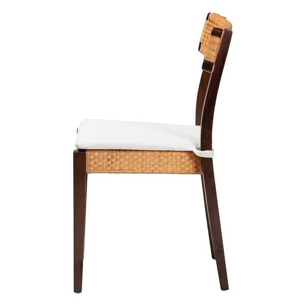 Baxton Studio bali Zaila Bohemian Dining Chair - Light Honey Rattan & Dark Brown Wood, Ergonomic Comfort Design MD-39691 Zia-Dark Brown/Rattan Honey-DC