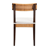 bali & pari Zaila Bohemian Light Honey Rattan and Dark Brown Wood Dining Chair