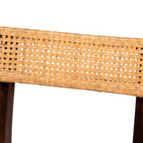 bali & pari Zaila Bohemian Light Honey Rattan and Dark Brown Wood Dining Chair