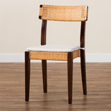 bali & pari Zaila Bohemian Light Honey Rattan and Dark Brown Wood Dining Chair