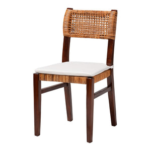 Baxton Studio bali Bali Dameka Bohemian Dining Chair in Light Honey Rattan & Dark Brown Wood – Handcrafted Comfort & Style MD-39656 Afzal-Brown/Rattan Honey-DC
