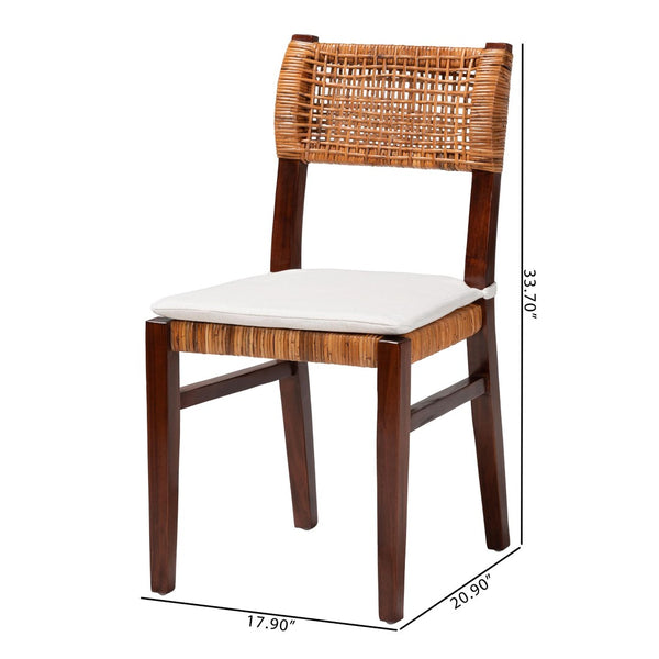 Baxton Studio bali Bali Dameka Bohemian Dining Chair in Light Honey Rattan & Dark Brown Wood – Handcrafted Comfort & Style MD-39656 Afzal-Brown/Rattan Honey-DC