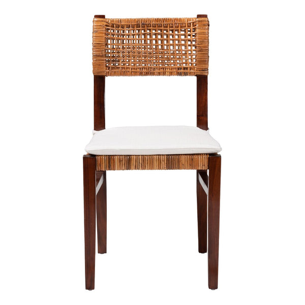 Baxton Studio bali Bali Dameka Bohemian Dining Chair in Light Honey Rattan & Dark Brown Wood – Handcrafted Comfort & Style MD-39656 Afzal-Brown/Rattan Honey-DC