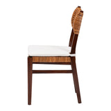 bali & pari Dameka Bohemian Light Honey Rattan and Dark Brown Wood Dining Chair