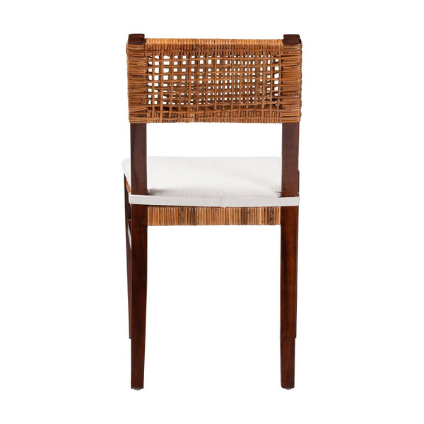 Baxton Studio bali Bali Dameka Bohemian Dining Chair in Light Honey Rattan & Dark Brown Wood – Handcrafted Comfort & Style MD-39656 Afzal-Brown/Rattan Honey-DC
