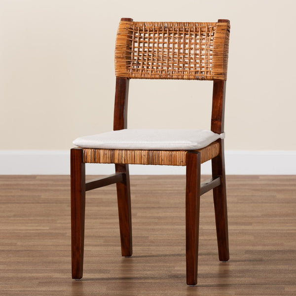 Baxton Studio bali Bali Dameka Bohemian Dining Chair in Light Honey Rattan & Dark Brown Wood – Handcrafted Comfort & Style MD-39656 Afzal-Brown/Rattan Honey-DC