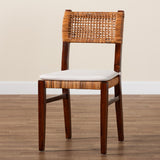 bali & pari Dameka Bohemian Light Honey Rattan and Dark Brown Wood Dining Chair