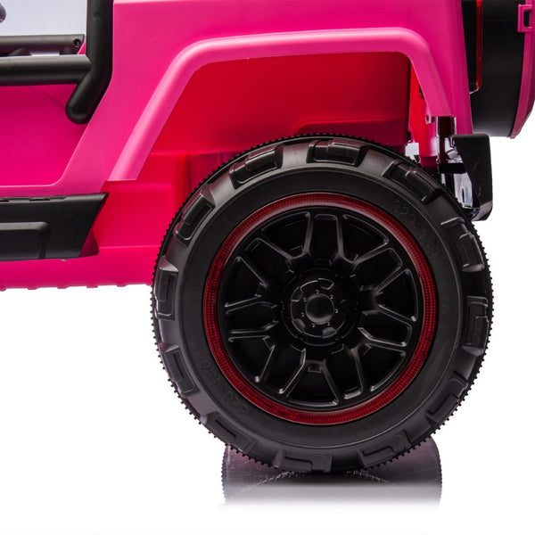 English Elm 24v Kids Electric Ride on Car with Parental Remote Rear Suspension and Bluetooth Audio Pink W1578P228744