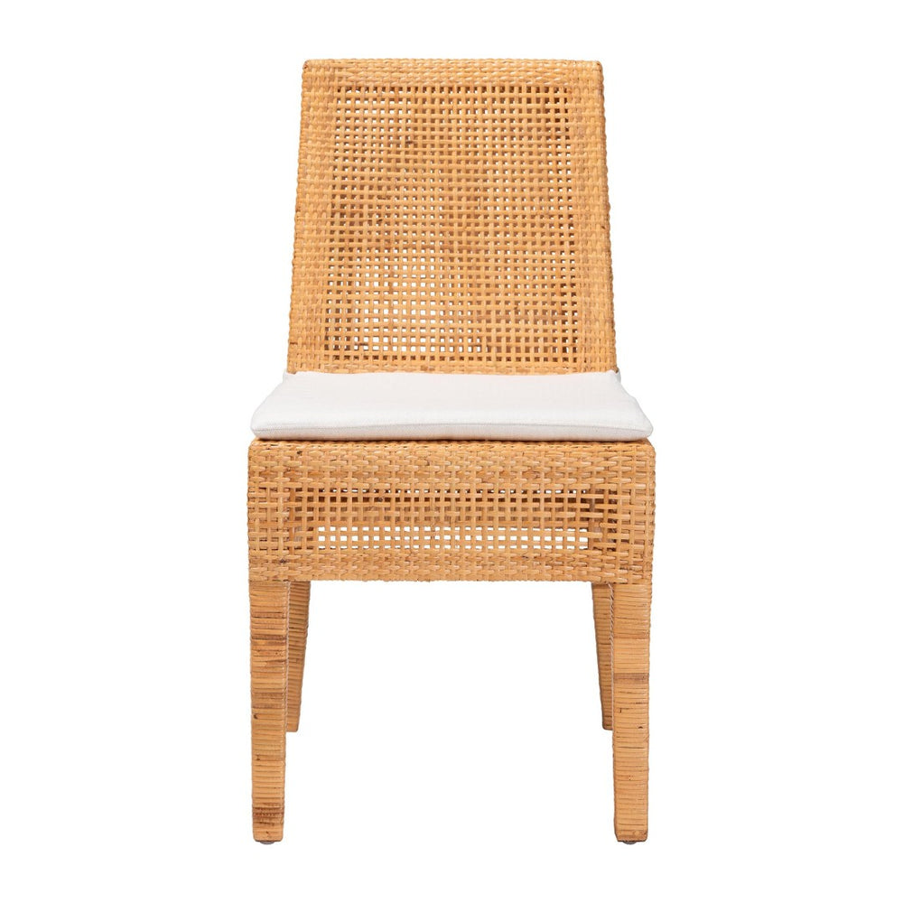 Baxton Studio bali Morris Bohemian Light Honey Rattan Dining Chair - Handcrafted Comfort & Rustic Elegance MD-39688 Morris-Mahogany/Rattan Honey-DC