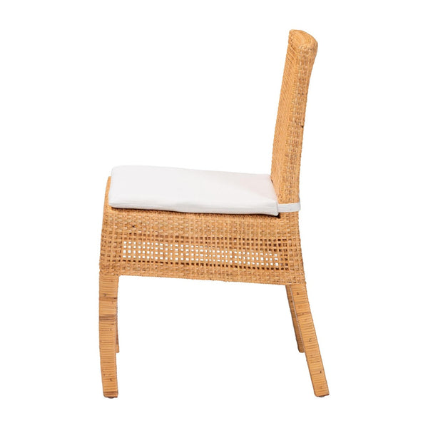 Baxton Studio bali Morris Bohemian Light Honey Rattan Dining Chair - Handcrafted Comfort & Rustic Elegance MD-39688 Morris-Mahogany/Rattan Honey-DC