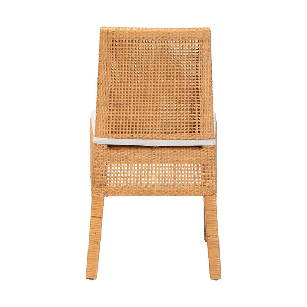Baxton Studio bali Morris Bohemian Light Honey Rattan Dining Chair - Handcrafted Comfort & Rustic Elegance MD-39688 Morris-Mahogany/Rattan Honey-DC