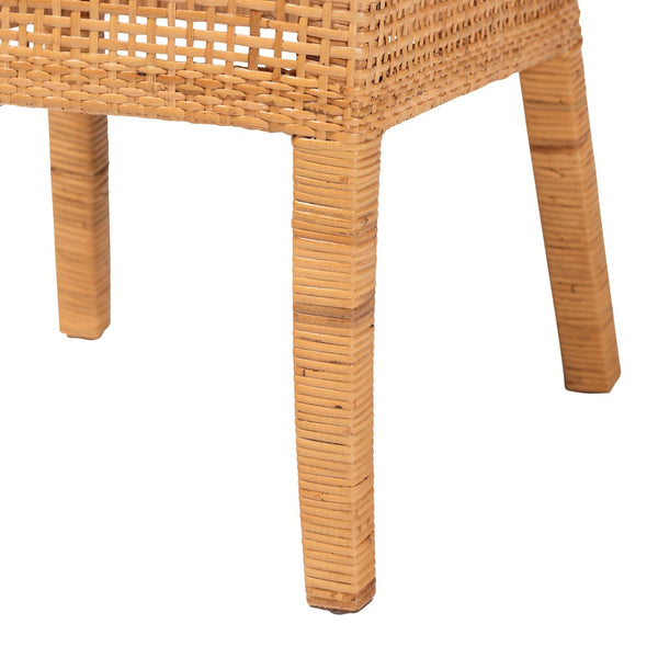 Baxton Studio bali Morris Bohemian Light Honey Rattan Dining Chair - Handcrafted Comfort & Rustic Elegance MD-39688 Morris-Mahogany/Rattan Honey-DC