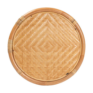 Baxton Studio bali Bohemian Light Honey Rattan End Table - Handcrafted Accent with Geometric Design & Storage Shelf MD-39665 Berilo-Rattan Honey-ET