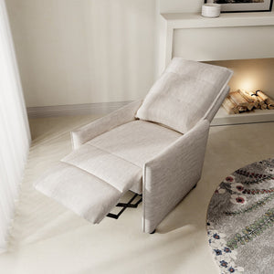 English Elm Chenille Upholstered Push Back Recliner with Metal Frame and Overstuffed Foam Lounger Beige W3568P431428