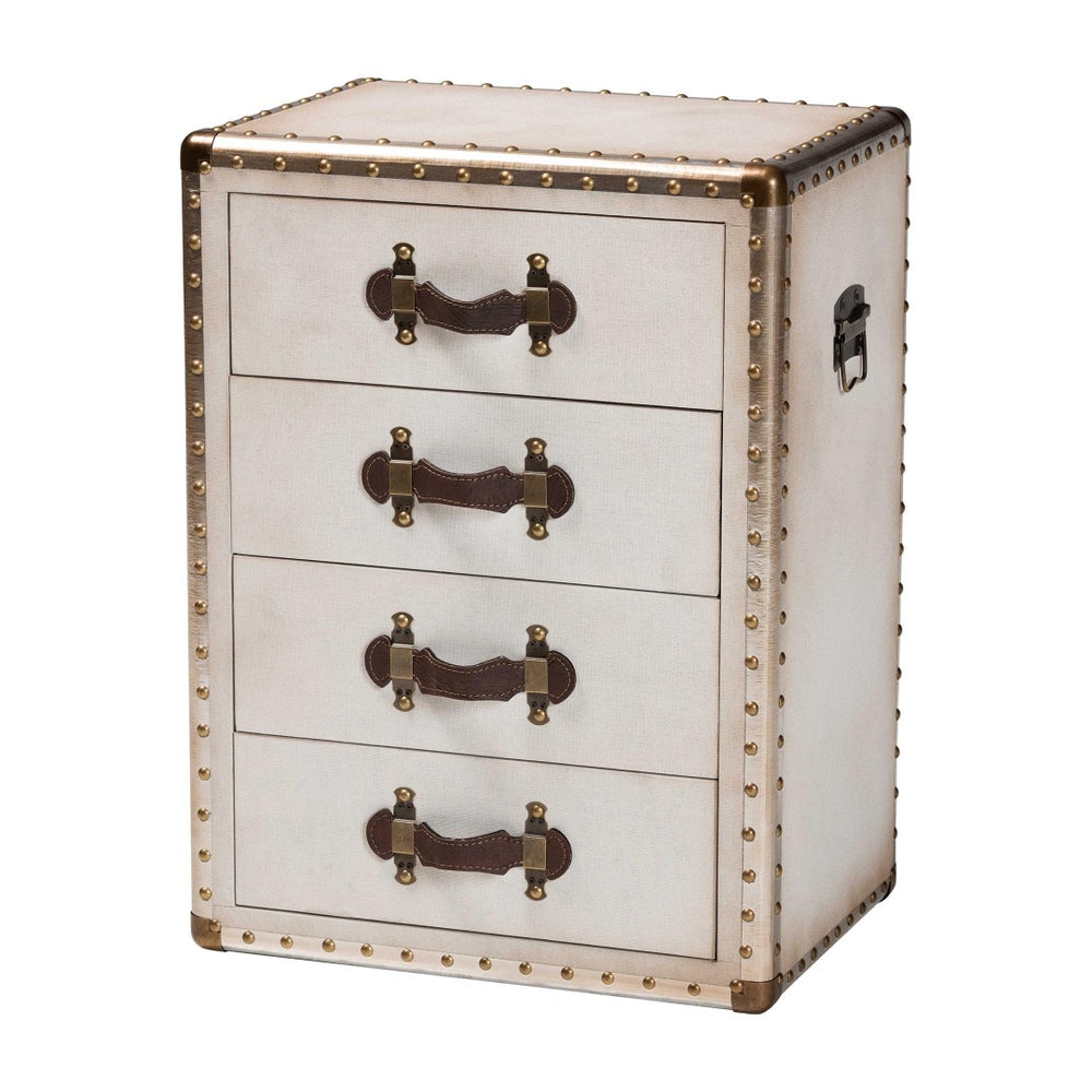 Baxton Studio Baxton Studio Jaelyn Vintage End Table with 4 Drawers for Organized Storage and Timeless Style Coffee JY24A037-White-Wooden-ET