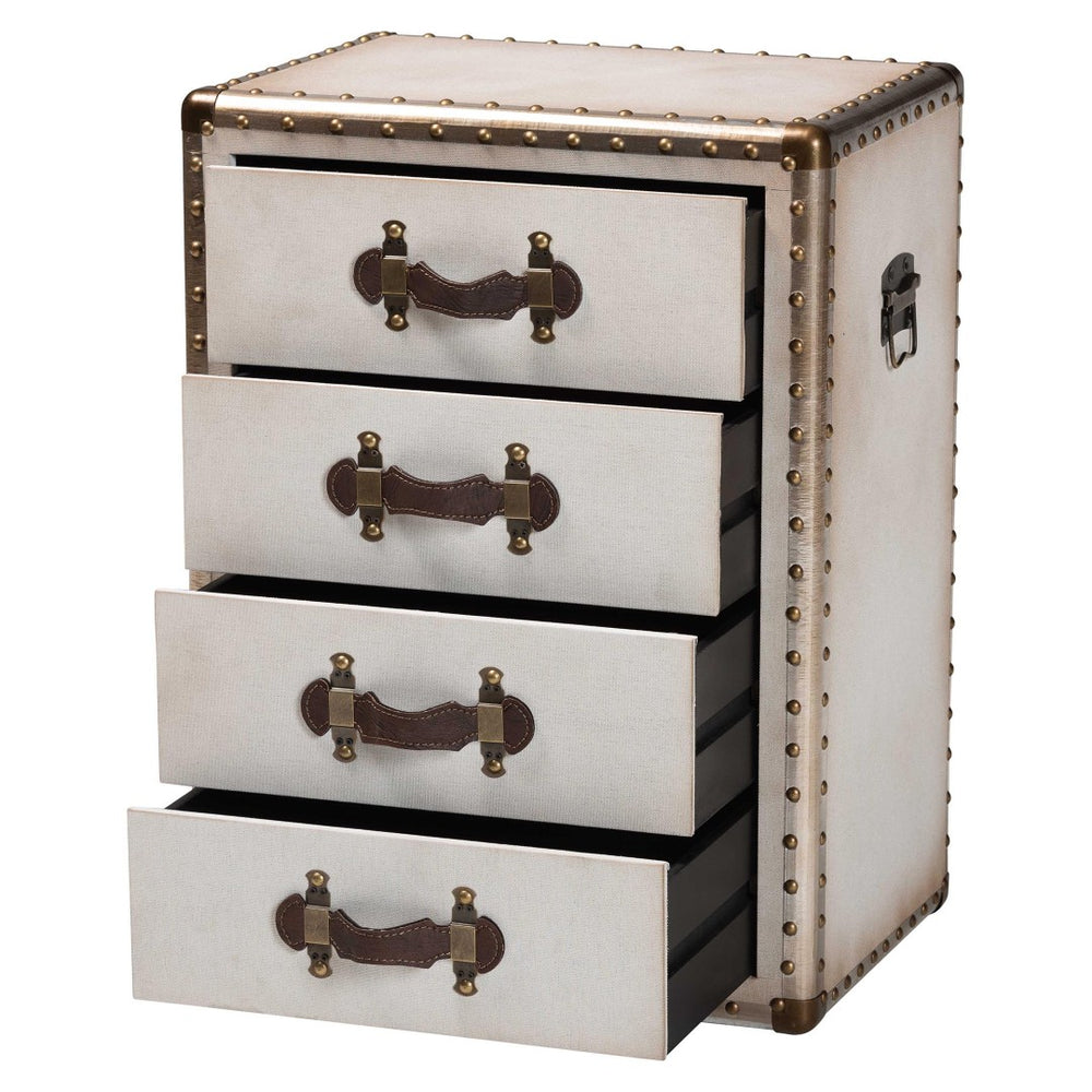 Baxton Studio Baxton Studio Jaelyn Vintage End Table with 4 Drawers for Organized Storage and Timeless Style Coffee JY24A037-White-Wooden-ET