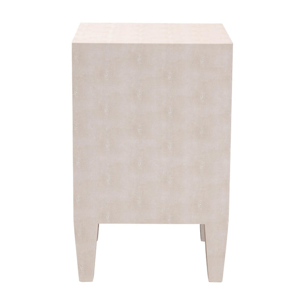 Baxton Studio Baxton Studio Leyna Modern Beige Faux Shagreen End Table with 3 Drawers for Chic Storage Solutions JY24A039-Beige Faux Shagreen-ET