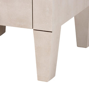 Baxton Studio Baxton Studio Leyna Modern Beige Faux Shagreen End Table with 3 Drawers for Chic Storage Solutions JY24A039-Beige Faux Shagreen-ET