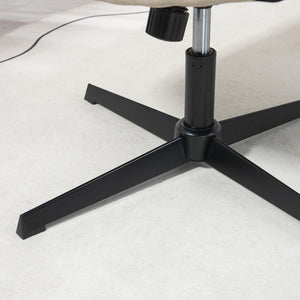 English Elm HOMCOM Wide Armless Office Chair with Breathable Linen Fabric, Thick Foam Padding, Tilt & Swivel Beige W2225P200765