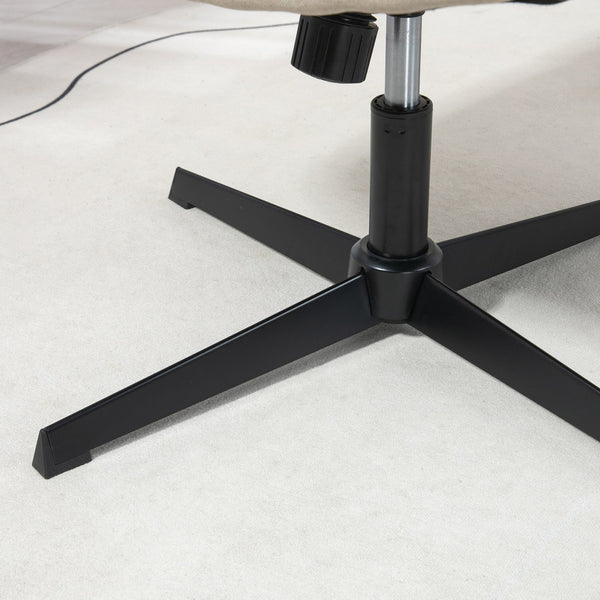 English Elm HOMCOM Wide Armless Office Chair with Breathable Linen Fabric, Thick Foam Padding, Tilt & Swivel Beige W2225P200765