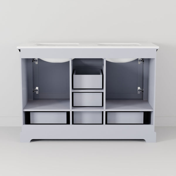 English Elm Dark Grey Double Bath Vanity 48" W x 22" D — Solid Wood Frame, Soft-Close Drawers, Ample Storage, Assembled B2731P258179