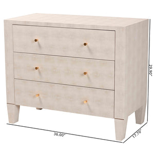 Baxton Studio Baxton Studio Leyna Modern Beige Faux Shagreen 3-Drawer Cabinet for Chic Storage & Style JY24A040-Beige Faux Shagreen-Cabinet
