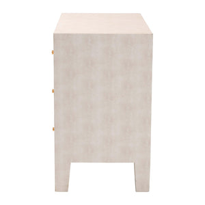 Baxton Studio Baxton Studio Leyna Modern Beige Faux Shagreen 3-Drawer Cabinet for Chic Storage & Style JY24A040-Beige Faux Shagreen-Cabinet