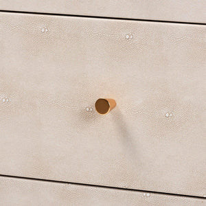 Baxton Studio Baxton Studio Leyna Modern Beige Faux Shagreen 3-Drawer Cabinet for Chic Storage & Style JY24A040-Beige Faux Shagreen-Cabinet