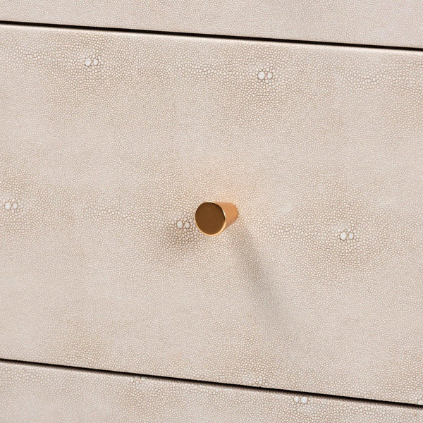 Baxton Studio Baxton Studio Leyna Modern Beige Faux Shagreen 3-Drawer Cabinet for Chic Storage & Style JY24A040-Beige Faux Shagreen-Cabinet