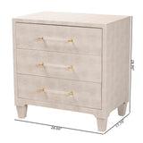 Baxton Studio Nira Modern Beige Faux Shagreen 3-Drawer Storage Cabinet