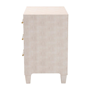 Baxton Studio Baxton Studio Nira Modern Beige Faux Shagreen Cabinet – Chic 3-Drawer Storage for Stylish Spaces JY24A042-Beige Faux Shagreen-Cabinet