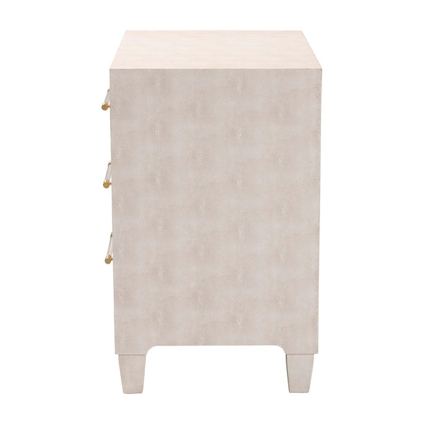 Baxton Studio Baxton Studio Nira Modern Beige Faux Shagreen Cabinet – Chic 3-Drawer Storage for Stylish Spaces JY24A042-Beige Faux Shagreen-Cabinet