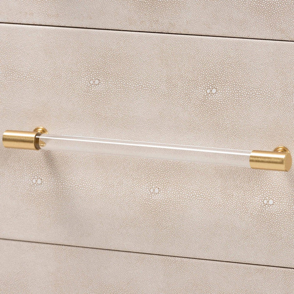 Baxton Studio Baxton Studio Nira Modern Beige Faux Shagreen Cabinet – Chic 3-Drawer Storage for Stylish Spaces JY24A042-Beige Faux Shagreen-Cabinet