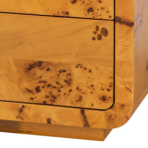 Baxton Studio bali Modern Natural Burl Wood Nightstand - Handcrafted Elegance with Unique Grain & Spacious Storage 3-Drawer KL-1569-Natural Burl Op1-Ebony-3DW-NS-BOXED