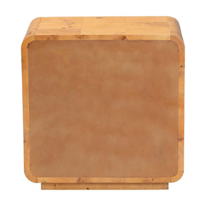 Baxton Studio bali Modern Natural Burl Wood Nightstand - Handcrafted Elegance with Unique Grain & Spacious Storage 1-Drawer KL-1570-Natural Burl Op1-Ebony-NS-BOXED