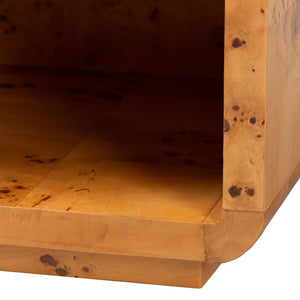 Baxton Studio bali Modern Natural Burl Wood Nightstand - Handcrafted Elegance with Unique Grain & Spacious Storage 1-Drawer KL-1570-Natural Burl Op1-Ebony-NS-BOXED