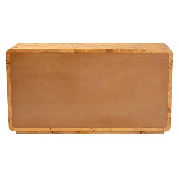 Baxton Studio bali Netra 6-Drawer Dresser in Modern Natural Burl Wood – Unique Design with Ample Storage Space KL-1571-Natural Burl Op1-Ebony-6DW-Dresser-BOXED