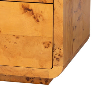 Baxton Studio bali Netra 6-Drawer Dresser in Modern Natural Burl Wood – Unique Design with Ample Storage Space KL-1571-Natural Burl Op1-Ebony-6DW-Dresser-BOXED