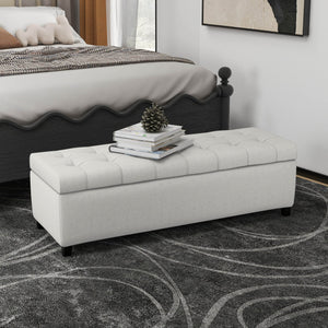 English Elm Christopher Knight Home® - Upholstered Storage Ottoman Bench with Flip-Top Compartment for Extra Seating, Footrest, Durable Elegance LIGHT GREY 68087.00