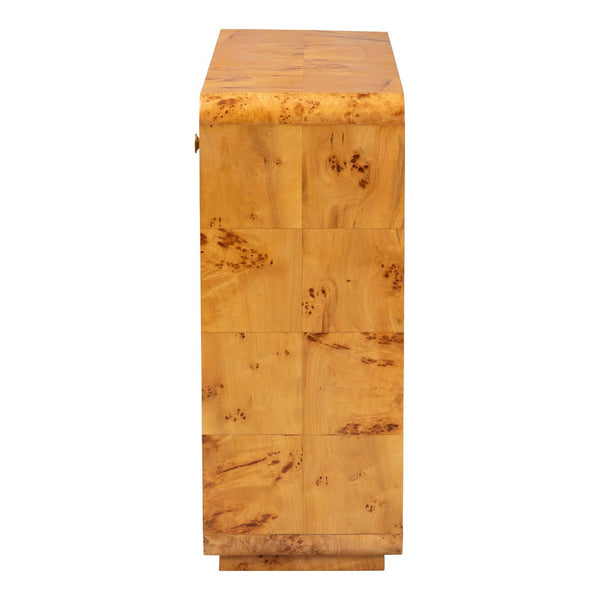 Baxton Studio bali Bali Netra Modern Console Table - Handcrafted Natural Burl Wood with Unique Storage & Display Options KL-1572-Natural Burl Op1-Ebony-3DW-Console Table-BOXED