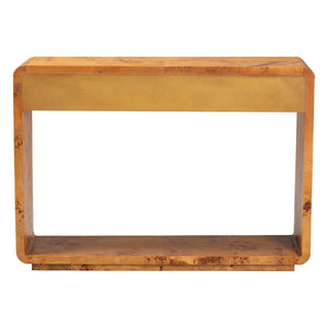 Baxton Studio bali Bali Netra Modern Console Table - Handcrafted Natural Burl Wood with Unique Storage & Display Options KL-1572-Natural Burl Op1-Ebony-3DW-Console Table-BOXED