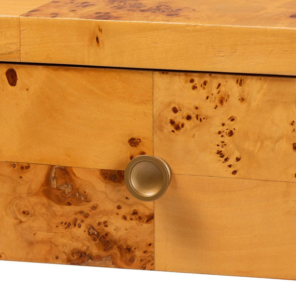 Baxton Studio bali Bali Netra Modern Console Table - Handcrafted Natural Burl Wood with Unique Storage & Display Options KL-1572-Natural Burl Op1-Ebony-3DW-Console Table-BOXED