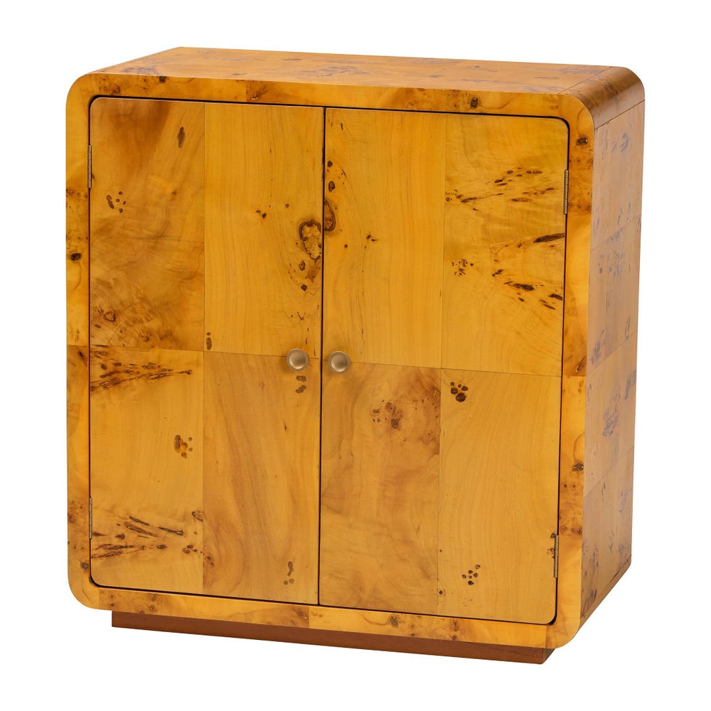 Baxton Studio bali Modern Natural Burl Wood Storage Cabinet - Handcrafted, Unique Design for Clutter-Free Living Spaces KL-1573-Natural Burl Op1-Ebony-Sideboard-BOXED