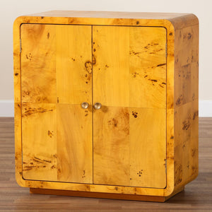 Baxton Studio bali Modern Natural Burl Wood Storage Cabinet - Handcrafted, Unique Design for Clutter-Free Living Spaces KL-1573-Natural Burl Op1-Ebony-Sideboard-BOXED